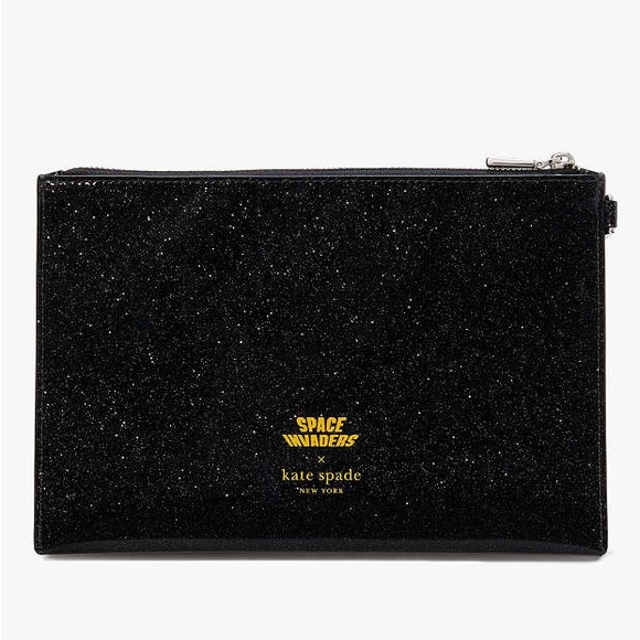 kate spade NWT $158 MSRP Space Invaders Glitter Patent Leather Wristlet - Picture 3 of 12